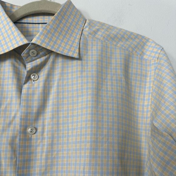 ETON Checkered Blue & Yellow Men’s Dress Shirt 42/16.5 - Picture 2 of 6